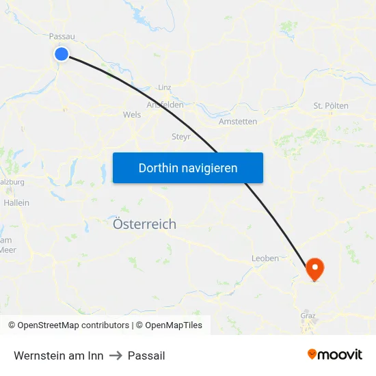 Wernstein am Inn to Passail map