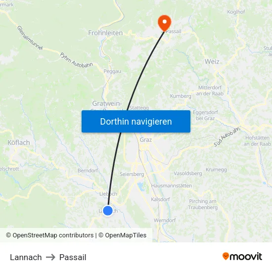 Lannach to Passail map