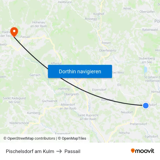 Pischelsdorf am Kulm to Passail map