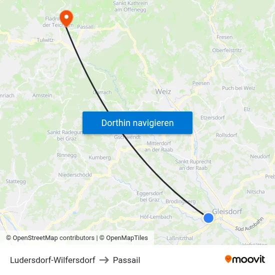 Ludersdorf-Wilfersdorf to Passail map