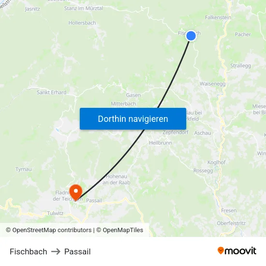 Fischbach to Passail map