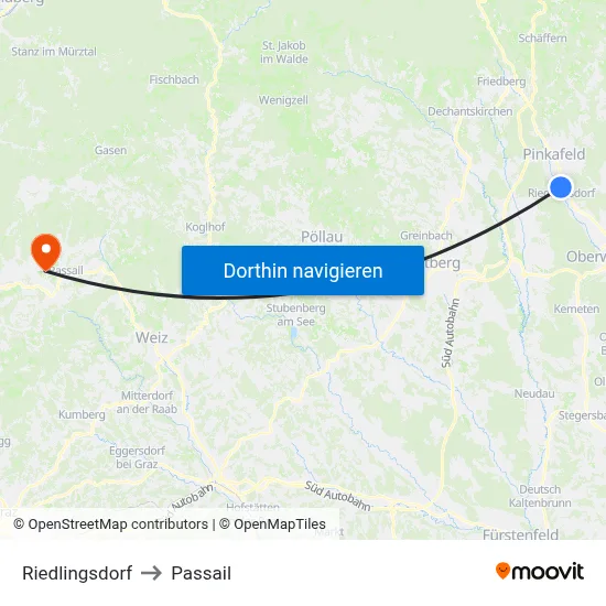Riedlingsdorf to Passail map
