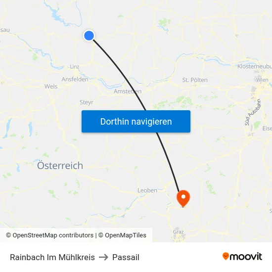 Rainbach Im Mühlkreis to Passail map