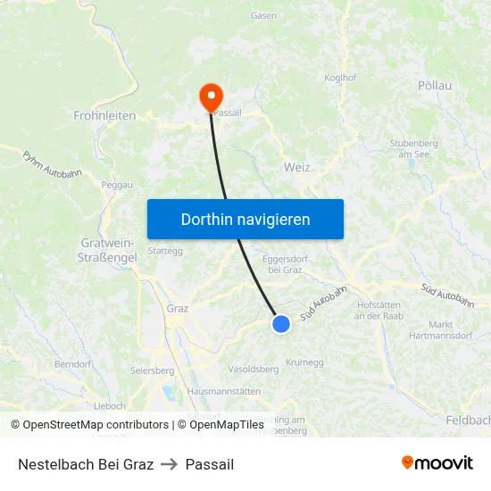 Nestelbach Bei Graz to Passail map