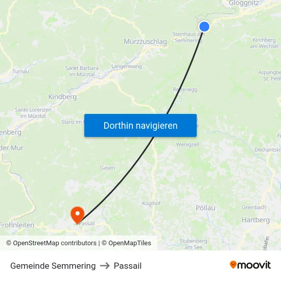 Gemeinde Semmering to Passail map