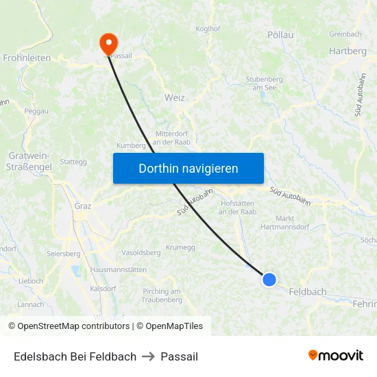 Edelsbach Bei Feldbach to Passail map
