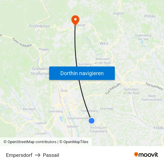 Empersdorf to Passail map