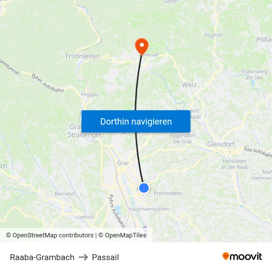 Raaba-Grambach to Passail map