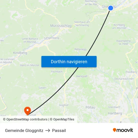 Gemeinde Gloggnitz to Passail map
