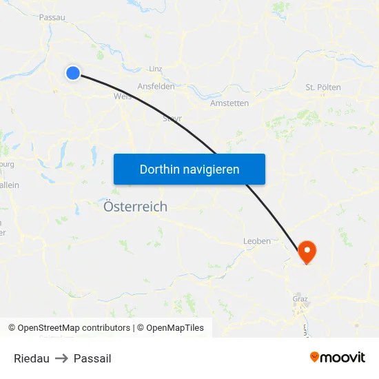 Riedau to Passail map