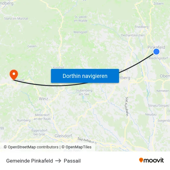 Gemeinde Pinkafeld to Passail map