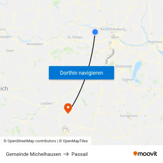 Gemeinde Michelhausen to Passail map