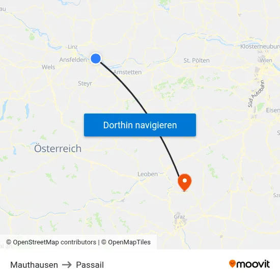 Mauthausen to Passail map
