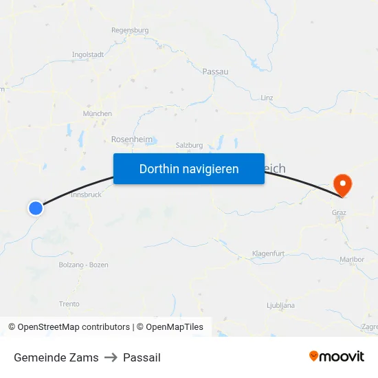 Gemeinde Zams to Passail map