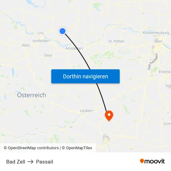 Bad Zell to Passail map