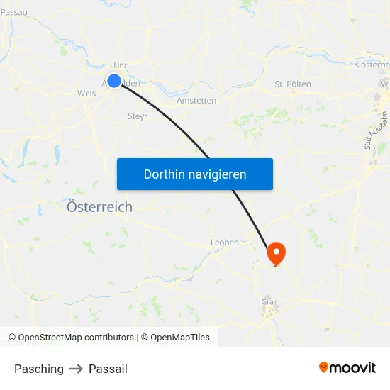 Pasching to Passail map