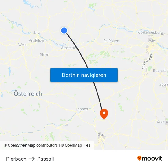 Pierbach to Passail map
