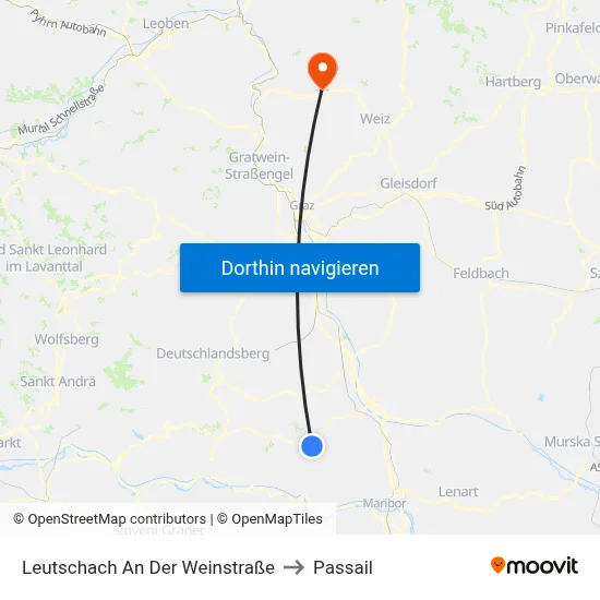 Leutschach An Der Weinstraße to Passail map
