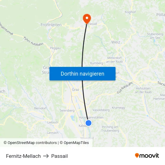 Fernitz-Mellach to Passail map
