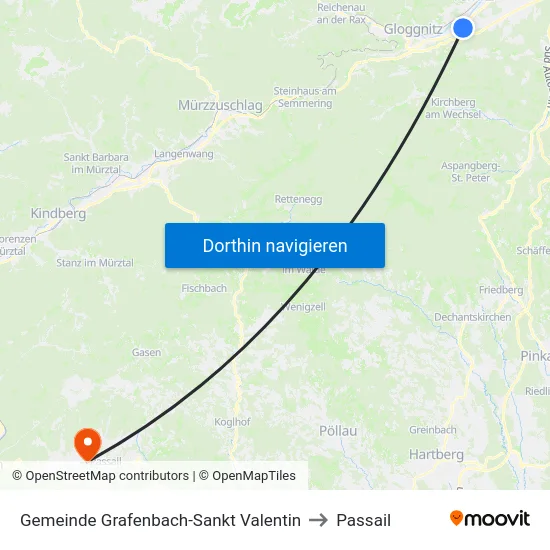 Gemeinde Grafenbach-Sankt Valentin to Passail map