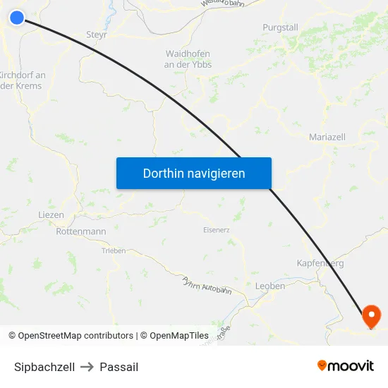 Sipbachzell to Passail map
