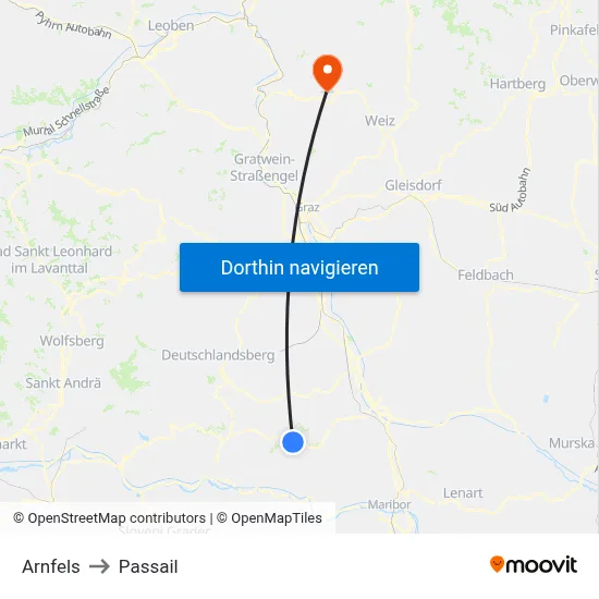 Arnfels to Passail map