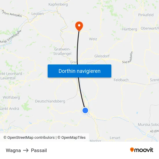 Wagna to Passail map