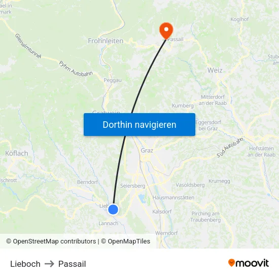 Lieboch to Passail map