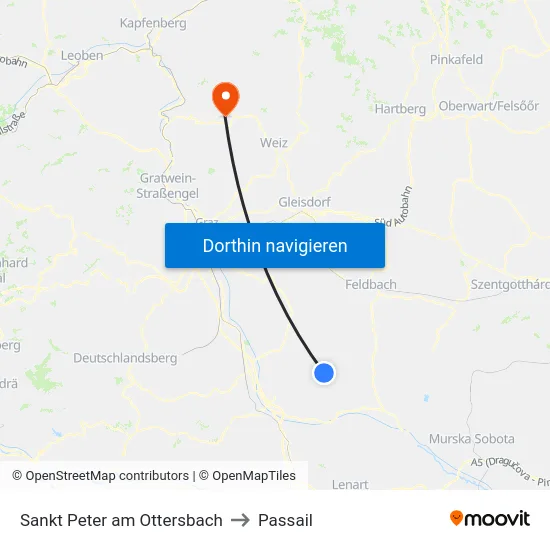 Sankt Peter am Ottersbach to Passail map