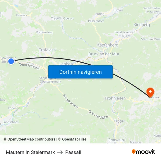 Mautern In Steiermark to Passail map