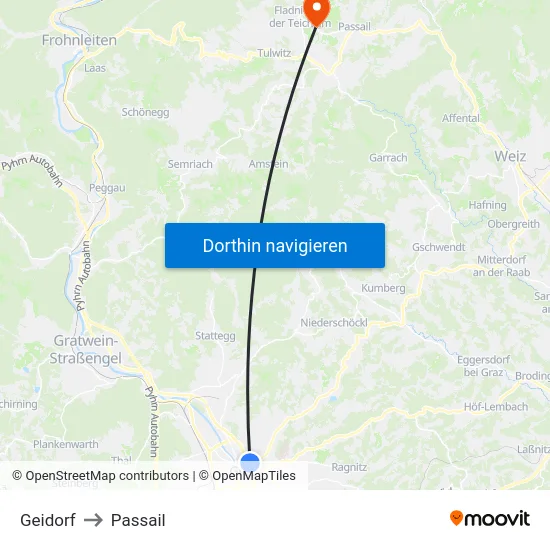 Geidorf to Passail map