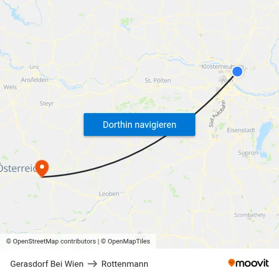 Gerasdorf Bei Wien to Rottenmann map