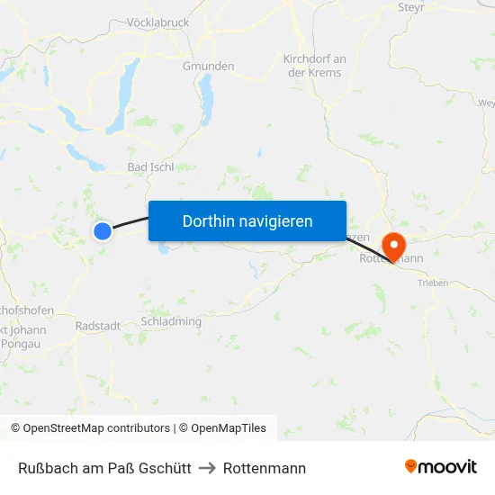 Rußbach am Paß Gschütt to Rottenmann map