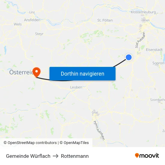 Gemeinde Würflach to Rottenmann map