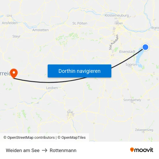 Weiden am See to Rottenmann map