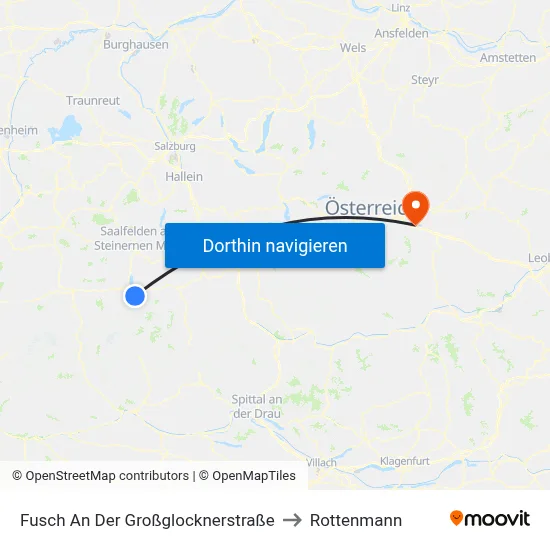 Fusch An Der Großglocknerstraße to Rottenmann map
