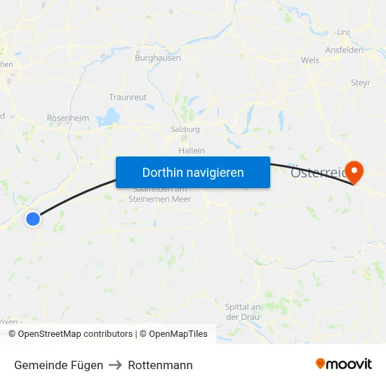 Gemeinde Fügen to Rottenmann map