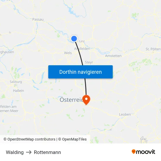 Walding to Rottenmann map