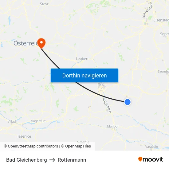 Bad Gleichenberg to Rottenmann map