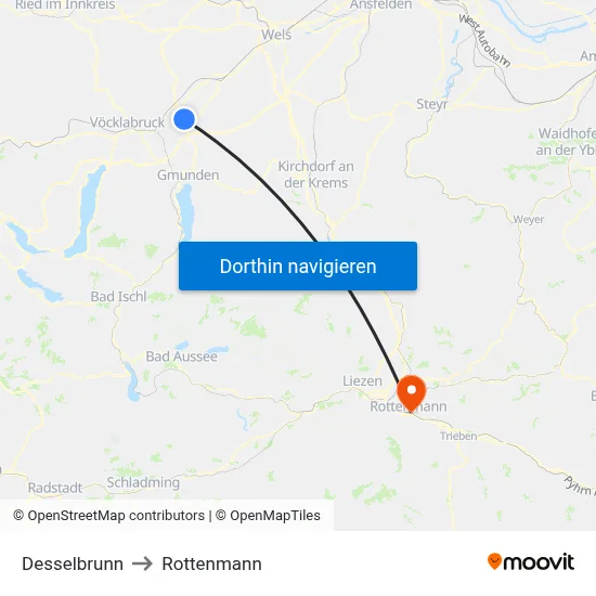 Desselbrunn to Rottenmann map