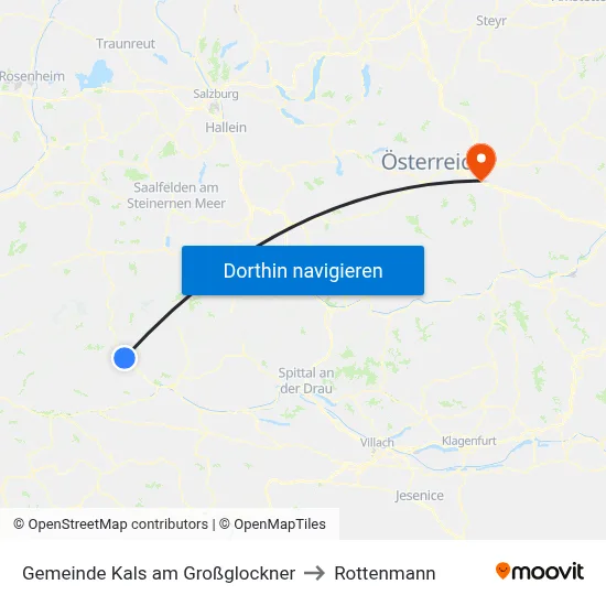 Gemeinde Kals am Großglockner to Rottenmann map