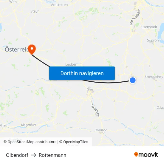 Olbendorf to Rottenmann map