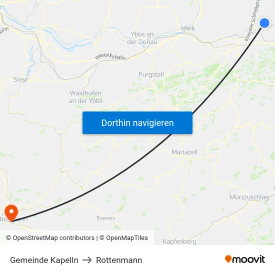 Gemeinde Kapelln to Rottenmann map