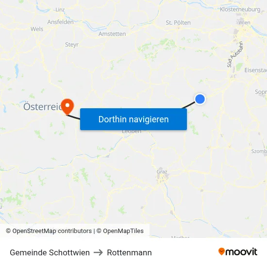 Gemeinde Schottwien to Rottenmann map