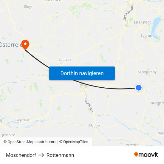 Moschendorf to Rottenmann map