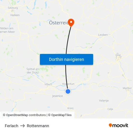 Ferlach to Rottenmann map
