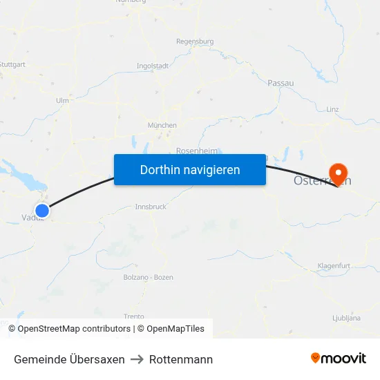Gemeinde Übersaxen to Rottenmann map