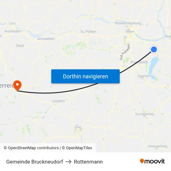 Gemeinde Bruckneudorf to Rottenmann map