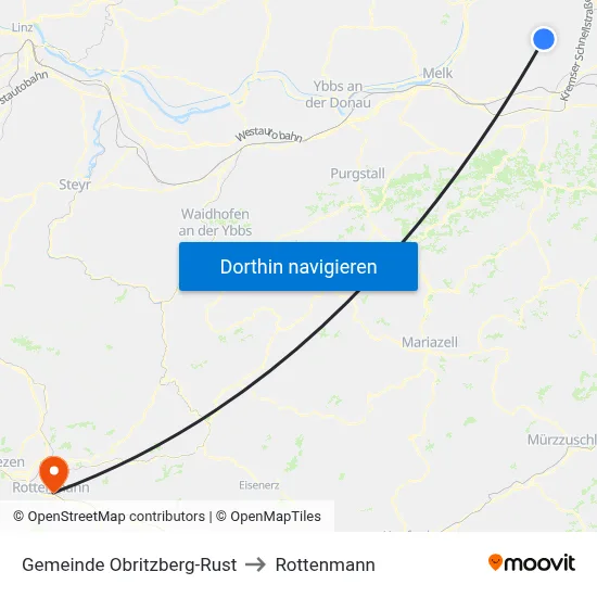 Gemeinde Obritzberg-Rust to Rottenmann map