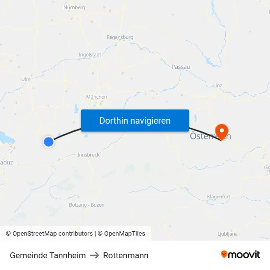 Gemeinde Tannheim to Rottenmann map